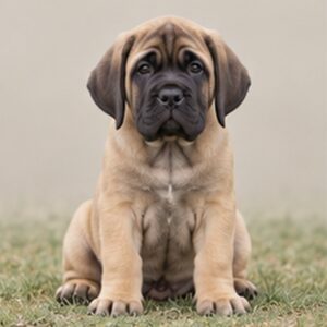 Large, powerful Mastiff with a wrinkled brow and gentle expression