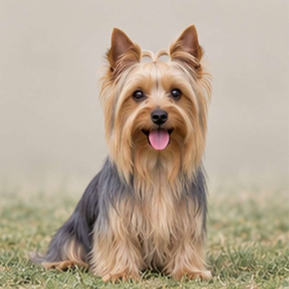 A small, elegant dog with a long, silky coat standing alert